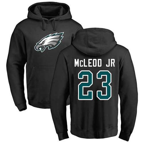 Men Philadelphia Eagles #23 Rodney McLeod Black Name and Number Logo NFL Pullover Hoodie Sweatshirts->nfl t-shirts->Sports Accessory